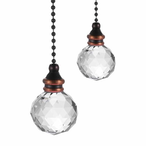 Image of MECCANIXITY 2Pack Ceiling Fan Pull Chain, 12 Inch Decorative Ornaments Crystal Pendant Pull Chain Extension for Ceiling Fans Light Lamp, Clear