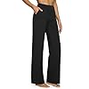 G4Free Black Yoga Pants for Women Wide Leg Sweatpants with Pockets Business Casual Dress Office Pants Straight Leg Stretch High Waisted Pants Tumy Control(Black,XL,28")