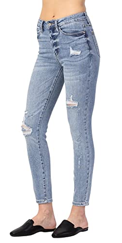 Judy Blue Women's High Waist Destroyed Skinny Jeans3