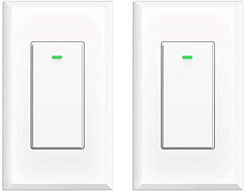 Smart Switch WiFi Light Switch No Hub Required, Light Switch Alexa Compatible with Google Assistant Requireds Neutral Wire,Timer Schedule, KULED K36 2Pack