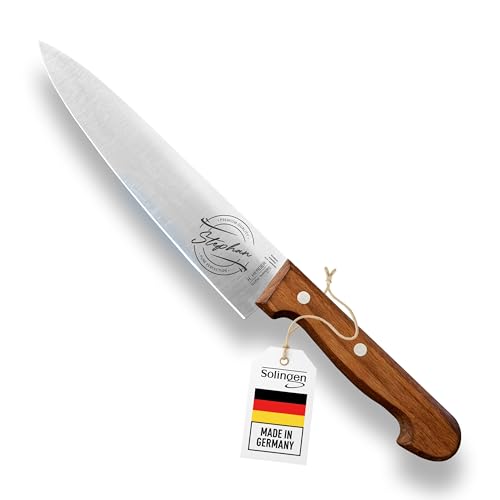 LOOXIS Personalisiertes Kochmesser mit Namen graviert – Made in Germany, Buchenholz-Griff, 20 cm Klinge, rostfrei, Spezialstahl – extra scharfes...