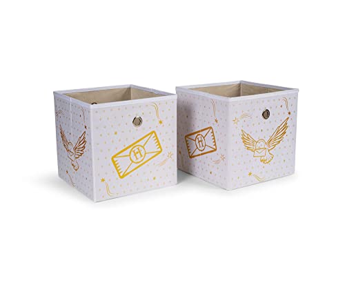 Image of Ukonic Harry Potter Hedwig 11-Inch Storage Bin Cube Organizers, Set of 2 | Fabric Basket Container, Cubby Cube Closet Organizer | Wizarding World Gifts And Collectibles