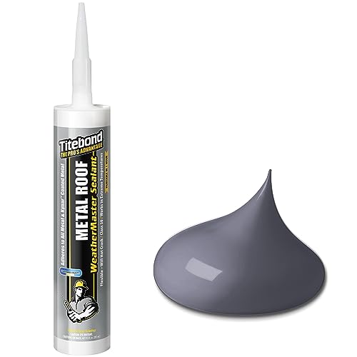 Image of Titebond WeatherMaster Metal Roof Sealant, Gray 9.5 Oz. (12 Pack) - Premium Polymer Caulk for Aluminum, Copper, Galvanized Steel & Coated Metals, UV-Resistant - 62451