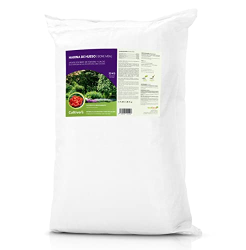 CULTIVERS Knochenmehl 20 kg Ökologischer Pflanzendünger mit 30% Phosphor und 38% Kalzium | Bodenverbessernder Dünger für Wurzelbildung, Blüte und Fruchtqualität 100% natürlich