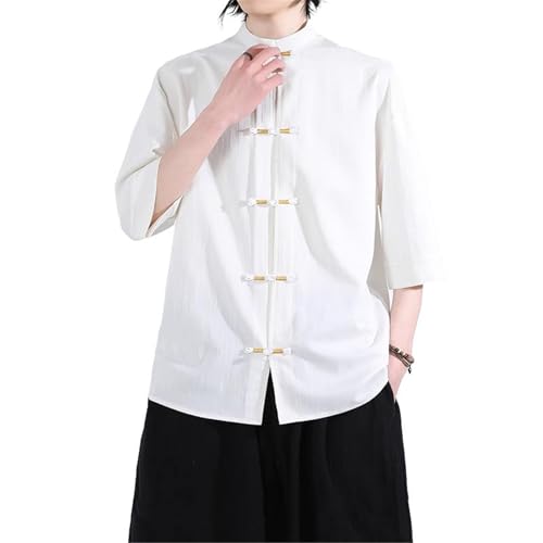 Chemise courte homme col mao lâche pour éviter la chaleur de l'été