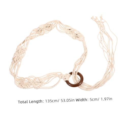 VALICLUD Bohemian Woven Dress Belt for Women Handcrafted Wax Rope Waist Belt with Shell Buckle Decorative Waistband for Pants and Dresses Stylish Ethnic Accessory for Casual and Formal Wear2