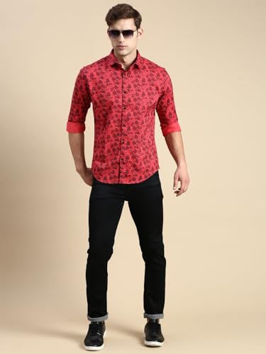 Image of SHOWOFFFF Men Printed Casual Shirt | Spread Collar Full Sleeves Cotton Shirt for Mens | Slim Fit Regular Length Shirt for Men's