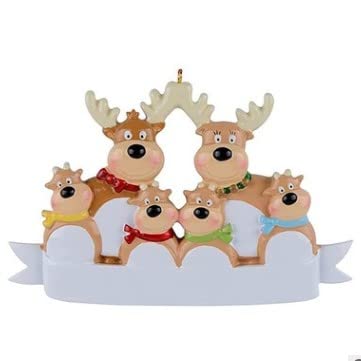 Custom Personalized 2021 Christmas Ornaments, 6 Styles, Add 1-7 Family Member Names, Give Them to Family, Partner, Made in USA,Shape E-Family of 6，Resin