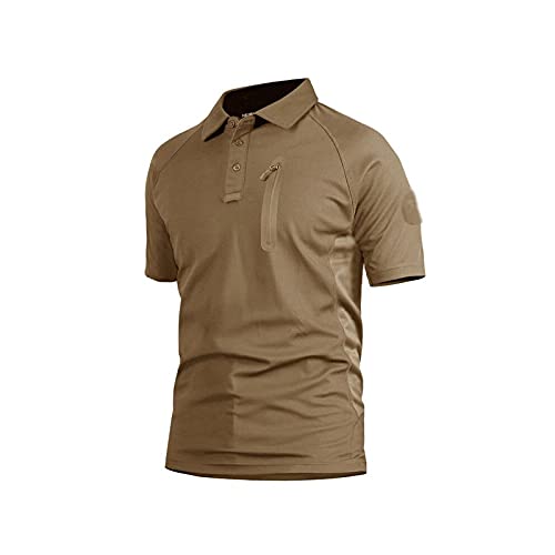 AITACKAITACK Workout Shirts For Men, Summer Men's Performance T-shirts Short Sleeve T-shirts Quick Dry Lightweight Hike Top Tees (Color : Brown, Size : XX-Large)