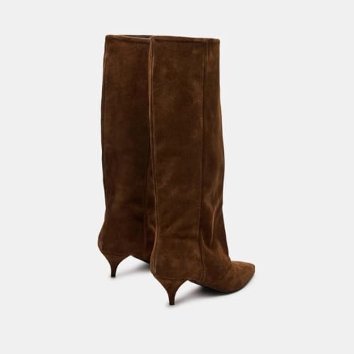 keleimusi Denim Fold Over Knee High Boots for Women Pointed Toe Kitten Heel Knee High Boots Pull On Wide Calf Shark Boot Fashion Shoes3