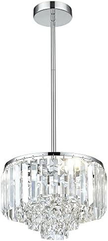 Cargifak Crystal Chandelier, 4-Tier Modern Chandelier with Polished Chrome Finish, Pendant Light for Dinning Room Kitchen Island Bedroom Entryway, CC4215-3W-PC Cargifak Crystal Chandelier, 4-Tier Modern Chandelier with Polished Chrome Finish, Pendant Light for Dinning Room Kitchen Island Bedroom Entryway, CC4215-3W-PC