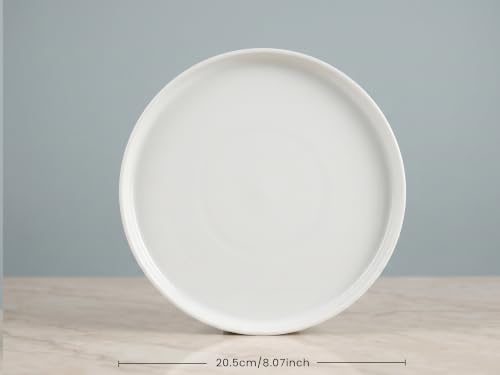 Image of Bodhi House 4-Piece Ribbed Porcelain Quarter Plate Set | White Dinnerware, Chip Resistant, Lightweight, Microwave & Dishwasher Safe Crockery Set for Home & Gifting
