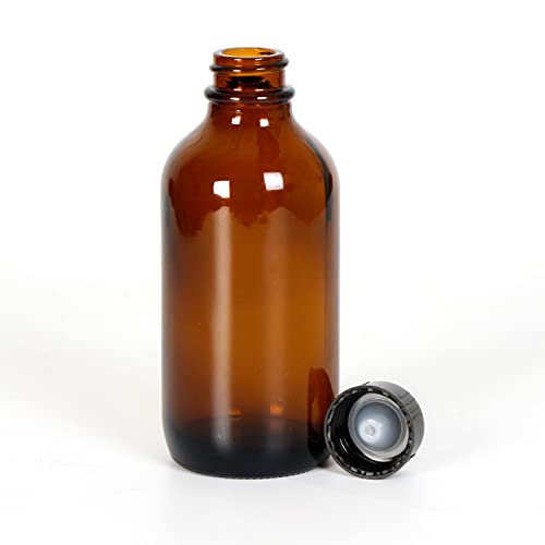 Youngever 12 Pack Empty Glass Bottles with Lids, Amber Glass Tight Seal Lids, Refillable Container for Essential Oils, Vanilla Extract and More (4 Ounce)3