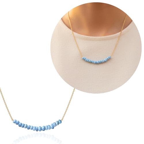 ABSHEL Blue Lace Agate Crystal Bar Necklaces for Women 18K Gold Plated 925 Solid Sterling Silver Necklace on Dainty Sterling Silver Chain Hypoallergenic Mothers Day Gift for Women