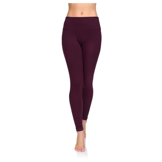 SOFTSAIL Dam bomull rik full längd hög midja leggings magkontroll sport gym yoga fitness stretchiga byxor damer enfärgade bantning leggings plusstorlekar LWP, Plommon, 46 SE
