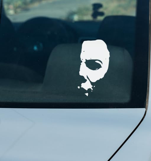 Image of Michael-Myers Creepy Half Face Sticker | Scary Horror Halloween Stickers | Window Decals Vinyl for Home, Office, Trucks, Cars, Laptops - 6 Inches