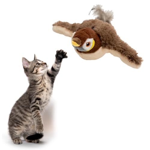 【ゆうじゃく 遊雀】猫 おもちゃ 自動反応 USB充電 鳴き声付き すずめ型 猫じゃらし ふわふわ羽根 電動 猫用 狩猟本能刺激 ストレス解消 人気グッズ