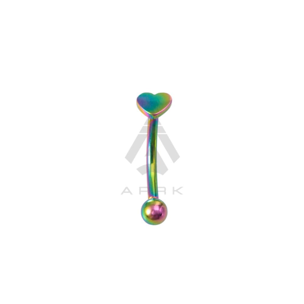 GenericMulticolour Heart Eyebrow Piercing Curved Barbell Banana Ring Snug Daith Helix Belly Bar Labret Studs, Rainbow