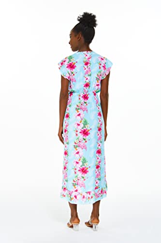 Image of Hawaii Hangover Family Matching Clothes, Pink Hibiscus Vine Turquoise | Family matching Hawaiian outfits, Pink Hibiscus Vine Turquoise, lightweight rayon, machine washable, tropical floral print