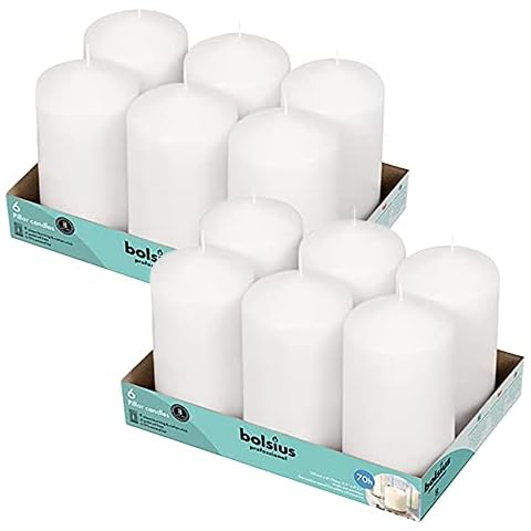 Bolsius White Unscented Pillar Candles Set Cover
