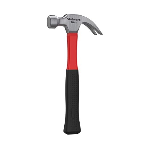 Stalwart Martelo De Garra De Fibra De Vidro Com Cabo Confortável E Garra Curvada Para Rasgar Vermelho