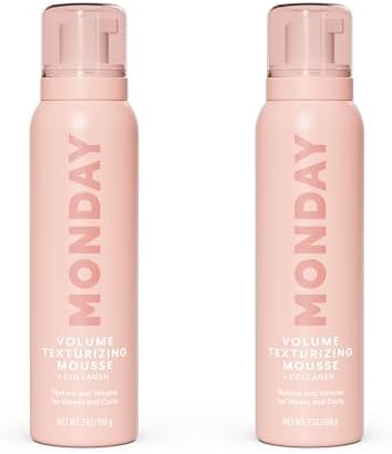 MONDAY HAIRCARE VOLUME Texturizing Mousse with Hydrolysed Collagen – For Instant Texture & Volume, 7 oz(Pack of 2)