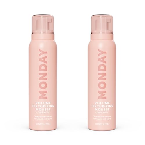 MONDAY HAIRCARE VOLUME Texturizing Mousse with Hydrolysed Collagen – For Instant Texture & Volume, 7 oz(Pack of 2)