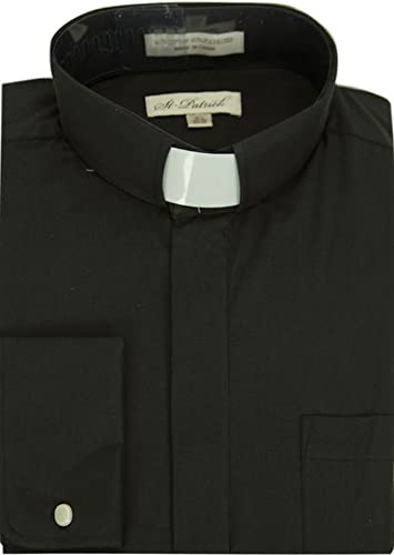 Regular and Big and Tall Long Sleeve Clergy Shirts Tab Collar to Size 24 Neck in Black, Purple, and White