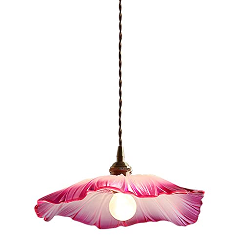 Plafonnier floral moderne en verre rose Hertl avec câble réglable