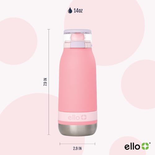 Image of Ello Emma 14oz Insulated Stainless Kids Water Bottle with Straw, Sweetheart