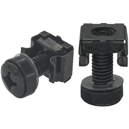 40 Sets M6 Mount Cage Nuts screws,Rack Mounting Bolts for Server Cabinet (Black)