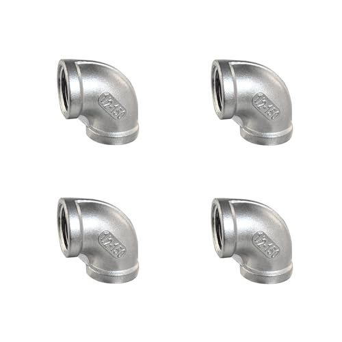 GeilSpace 304 Stainless Steel Elbow, NPT Threaded/Welded Fitting for Plumbing, Industrial Decor - Corrosion-Resistant, Pipe Fittings, Set of 4 (1/2")