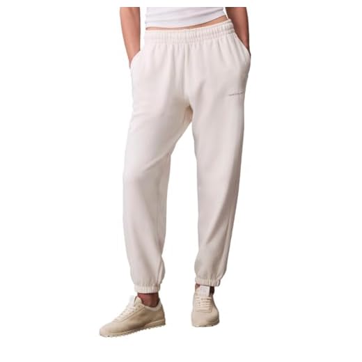 Calvin Klein Calça jogger feminina com logotipo monograma, Cinza branco, P