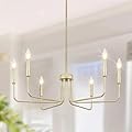 PUZHI HOME Gold Chandeliers for Dining Room Modern Farmhouse Chandelier 6 Lights 28.74" Rustic Industrial Metal Candle Ceiling Pendant Lighting for Living Room Bedroom Kitchen Island Foyer