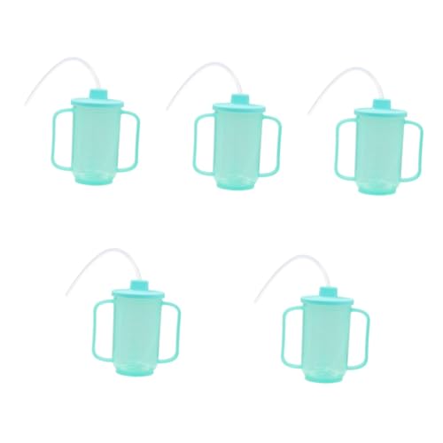 BESTYASH 5 Piezas Taza de Antiderrame con Pajita Pacientes con Discapacidad Ancianos y Personas con Incontinencia y Práctico Alimentación Autónoma