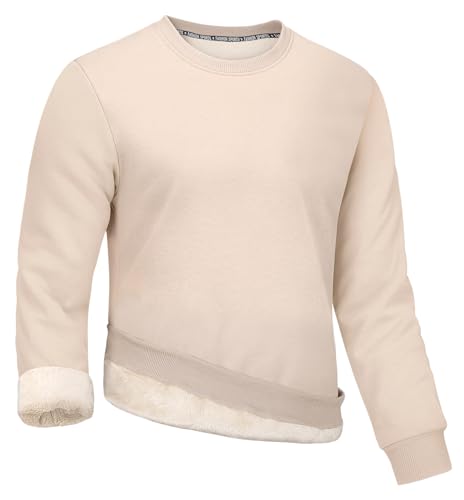 Gihuo mens Men's Crewneck Sweatshirt Winter Warm Sherpa Lined Pullover Fleece Top Sweatshirt