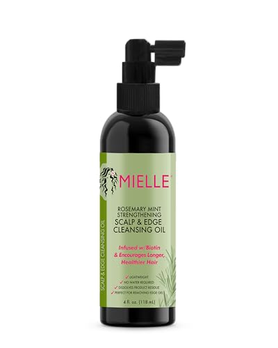 Mielle Organics Rosemary & Mint Scalp & Edge Cleansing Hair Oil - No-Rinse Scalp Cleanser for Product Build Up - Prolongs Hairstyles Between Wash Days & Encourages Longer, Healthier Hair (4 Oz)