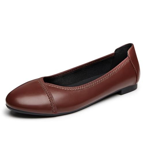 Image of Trary Slingback Flats for Women, Black Dressy Comfortable Round Square Toe Shoes, Work Office Casual Ankle Strap Dress Flats