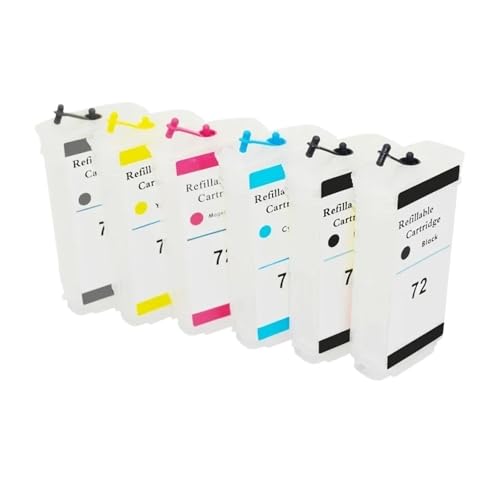 Cartouche d'encre rechargeable 6 couleurs HP 72 pour réparer vos pannes de traceur DesignJet