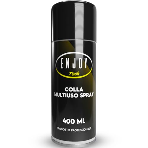 ENJOY TECH - Colla Extraforte Spray 400ML | Per Tessuti, Plastica, Legno, Auto e Metalli | Applicazione Permanente | Resistente a Intemperie e Calore | Made in Italy