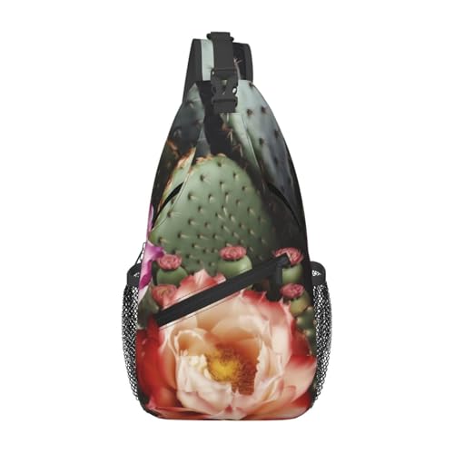Bolso cruzado de pecho para hombre con flores y cactus miniatura 1
