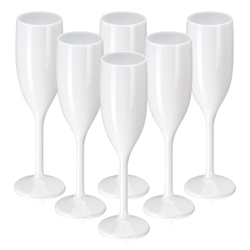 WDFCN 6 Pieces 5.4 OZ Plastic Champagne Flutes Reusable White Wine Glasses Vintage Unbreakable Plastic Gin Glasses Drink Glasses Water Goblets for Parties Weddings Christmas Birthday