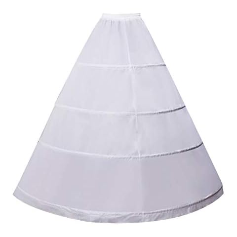 YULUOSHA Women Crinoline Petticoat 4 Hoop A-line Skirt Slips Floor Length Underskirt for Wedding Ball Gown Bridal Dress, 4 Hoop White, waist:62-100cm Cover