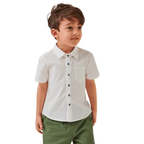 Image of Kids Stylish Solid Cotton Spread Half Sleeves Collar Regular Fit Shirt|| Formal Boys Shirt || Casual Wear Buttoned Shirt for Boys White