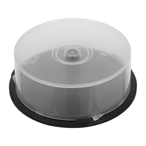 VOSAREA CD/DVD Cake Box Spindle,1pcs Empty CD DVD Cake Box/Storage Bucket 25 Disc Clear Storage with Black Base