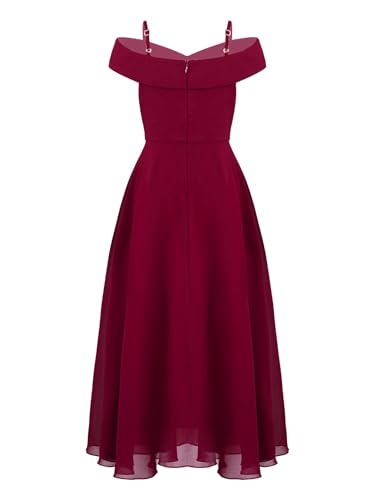 Sywiyi Kids Flower Girls Off Shoulder Prom Gown Chiffon Junior Bridesmaid Dress Wedding Pageant Maxi Dress2