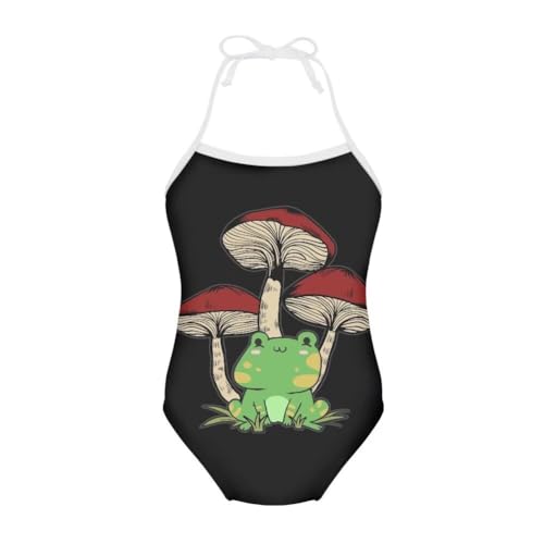 Hawapod Mushroom Frog Black Baby Girls' Swimwear Bathing Suit for Girls Swimsuits Teen Kids Summer Beach Sport Swim Clothing