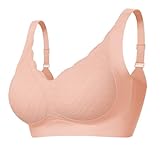 Wireless Support Bra Full Coverage Padded Push Up Anti Sagging Comfortable Seamless Bras for Older Women No Underwire Pink