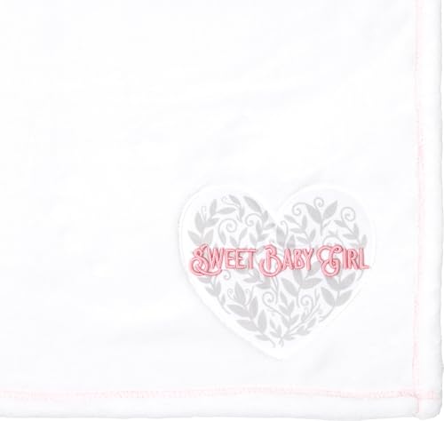 Pavilion Gift Company - Sweet Baby Girl - 30" x 40" Embroidered Sentiment Vines Heart 320 GSM Royal Plush Soft Baby Blanket Throw Essentials Newborn Cover-Up Wrap Shower Gift Sprinkle Party Present