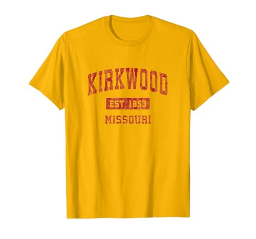 Kirkwood Missouri MO Vintage Sports Design Red Design T-Shirt, Men, Golden Yellow, Small